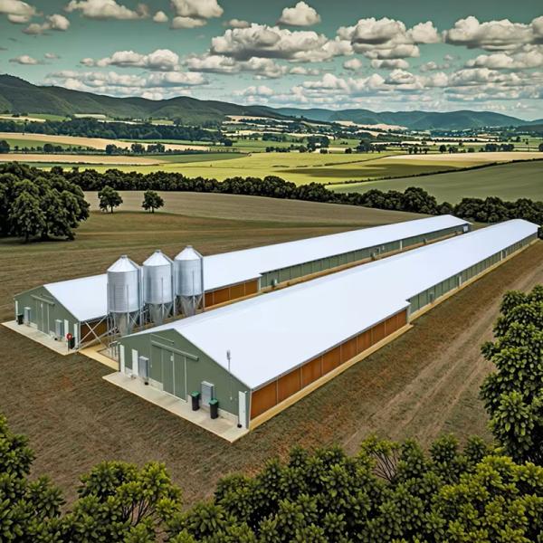Q235/Q345 Steel Structure Chicken House Farm Broiler Poultry Shed Construction Design with Durable Sandwich Panel Roofing