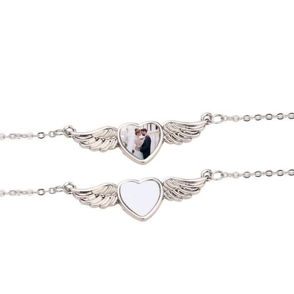 Jewelry Laser Back Pendant Personalized Angel Wing Necklace Memory Pendant With Wings