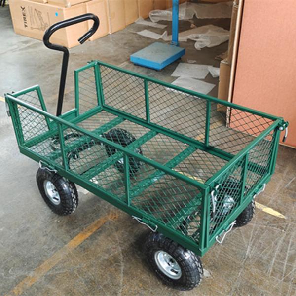 75L Garden Mesh Cart Heavy Duty Metal Mesh Garden Cart 350-4 Air Wheel