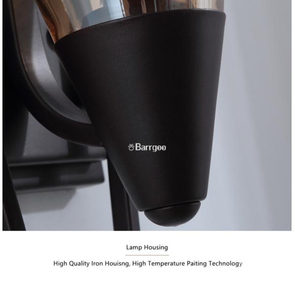 Durable Modern Iron Black Indoor LED Wall Lights Lamp For Bedroom Bedside