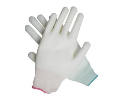 White PU Coated Work Gloves Oilproof Polyurethane Palm Coated Gloves