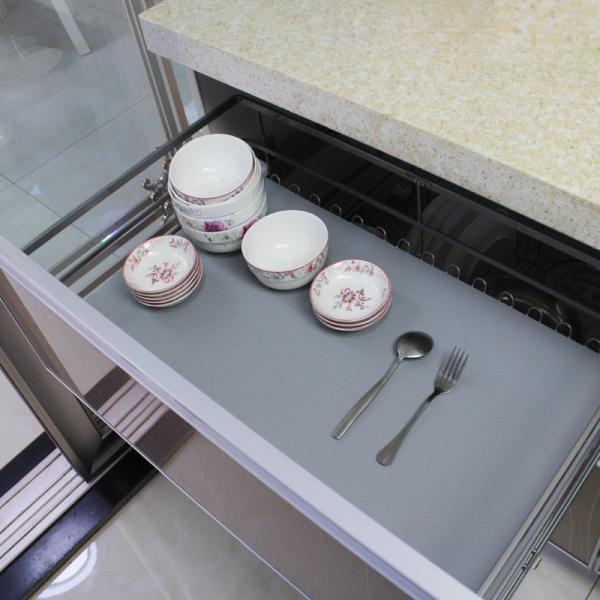 Waterproof Cabinet Shelf Mat with Diamond Pattern Non-Slip Bathroom Drawer Liner Eva Grey