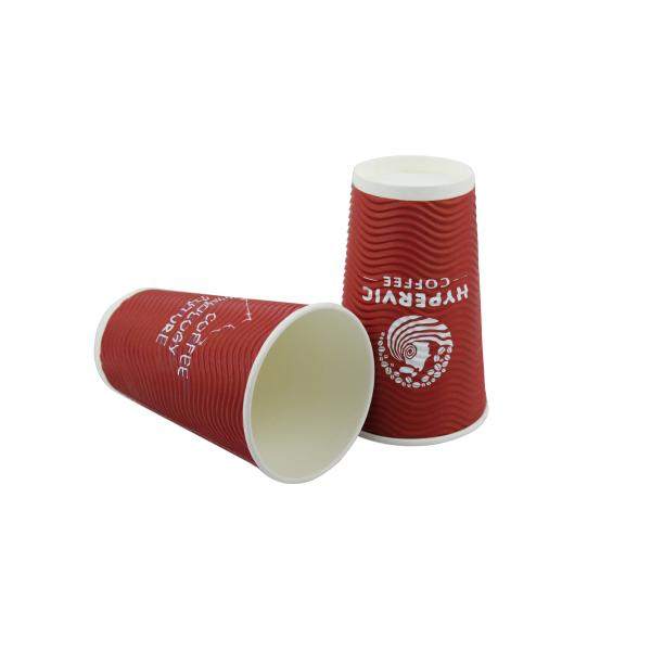 Large Size Double Walled Paper Coffee Cups , Flexo Printing Ripple Coffee Cups