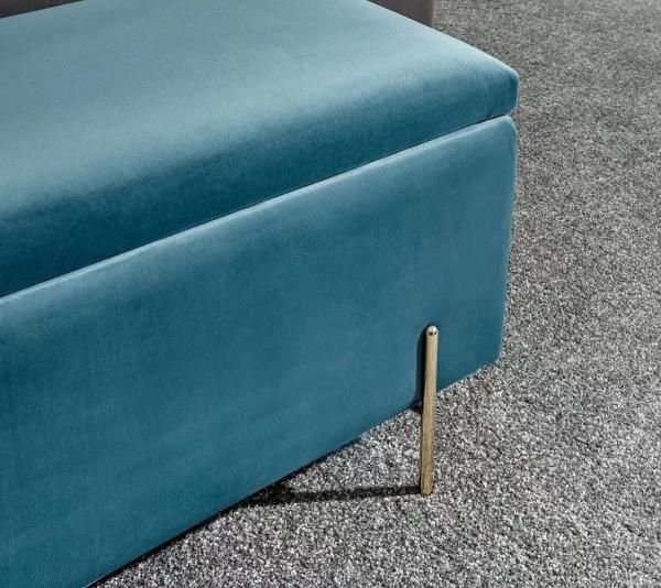 Upholstered Blue Living Room Storage Ottoman Practical For Home Office