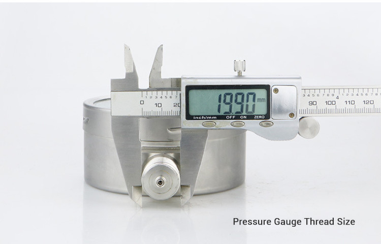 Matte Stainless Steel Pressure Gauge M20*1.5 Thread 250mpa for Hydraulic Applications