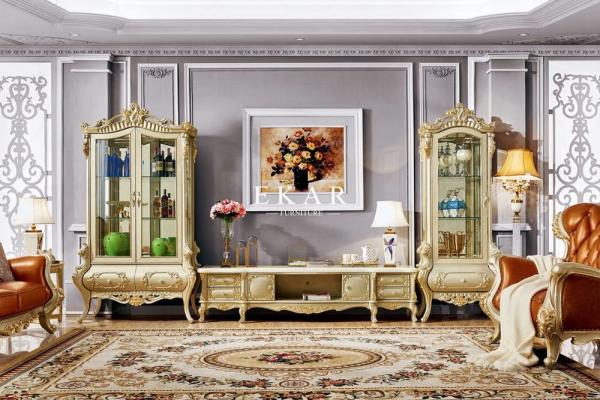 Luxury Living Room Corner Showcase Storage Glass Cabinet