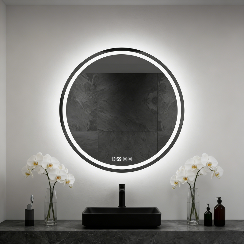 Customized Round Shape Led Mirror Lights Salon Vanity Dressing Table Mirror with Lights 5mm Copper Free Silver Mirror Modern