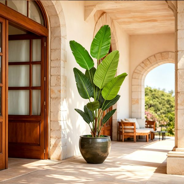 Wholesale Artificial Plants Simulation Traveler's Banana Tree with Natural Palm Fiber Bark | Factory Direct Faux Tropical Greenery for Commercial Landscape