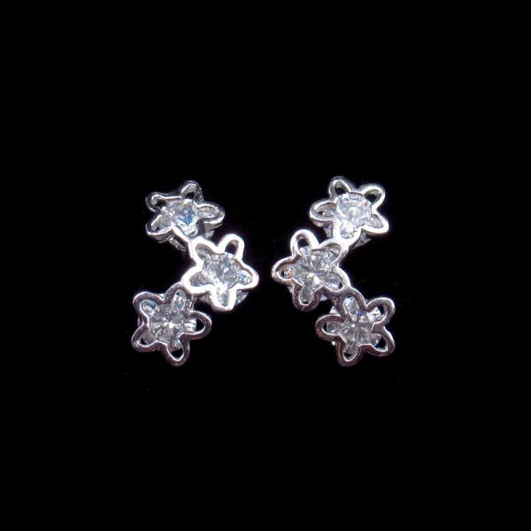 Vintage Cubic Zirconia Stud Earrings Sterling Silver / Small 925 Fzn Earrings