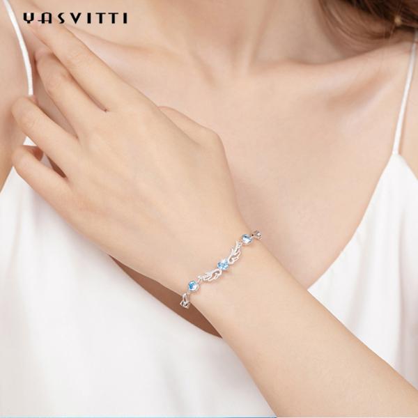 браслеты ювелирных изделий 6.2g 0.21m стерлинговые серебряные инкрустировали голубой браслет топаза геометрические 925