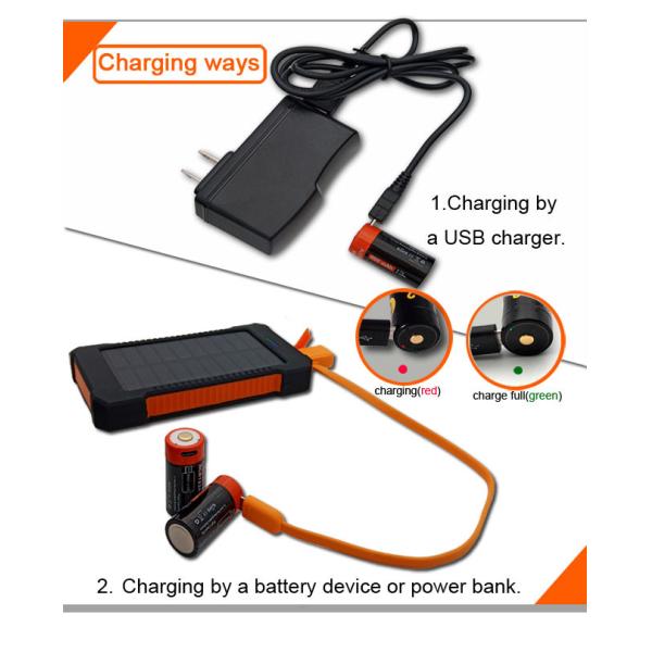 USB Charging Li Ion Rechargeable Batteries 16340 650mAh 3.6V