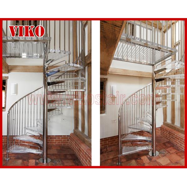 Spiral StaircaseVH33S Tread Glass Aluminum  Baluster  Stair Curved Glass Handrail 304 Stainless Steel