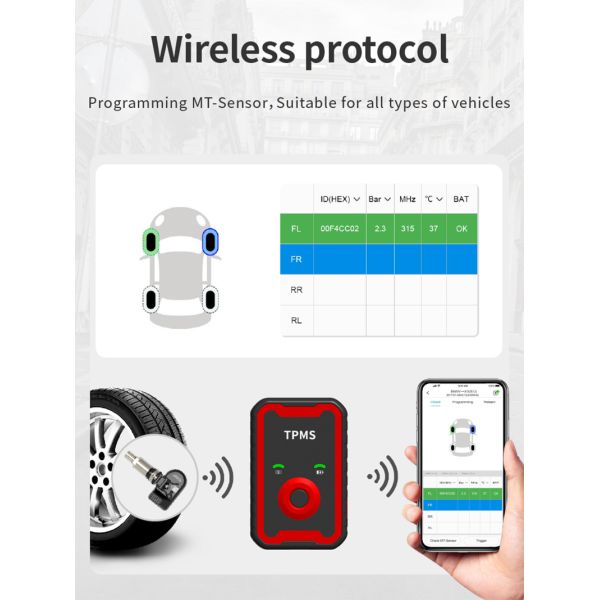 433Mhz 315Mhz Programmable Tire Pressure Monitoring System Sensor Two Frequency OEM