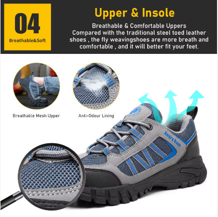 Lightweight Breathable Deodorant Work Shoes Summer Safty Shoes Men Safety Shoes With Rubber Bottom