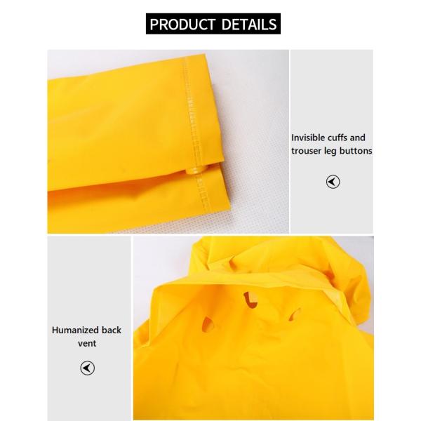 OXFORD CLOTH Custom Waterproof Thick Heavy Duty PVC Polyester Adult Yellow Raincoat