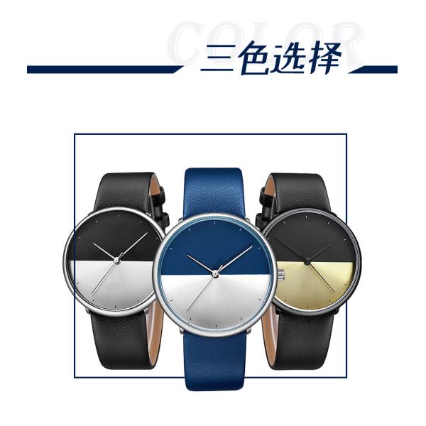 7mm Thick PU Belt Or Genuine Leather Watch 3ATM With Sapphire Crystal Glass