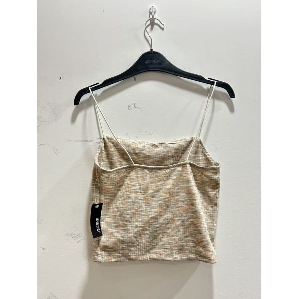 Space Dye Cowl Neck Cami Top - Thin Spaghetti Straps (Beige / Brown / Green)