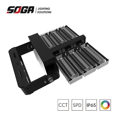 Couleur de boîtier gris ou noir Lampes de stade à LED IP66 robustes avec fixations flexibles et boîte de pilote amovible