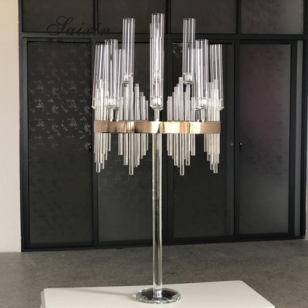 ZT- 435c grand chandelier en cristal d'or mariage chandeliers mariages centre de table décoration