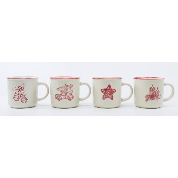 Vintage Farmhouse Christmas Ceramic Mug Assortment, 3 Series Holiday Coffee Cup Sets