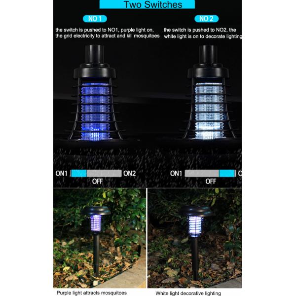 Outdoor Solar Anti-Mosquito Lamp Two Lawn Lights With Purple And White Light