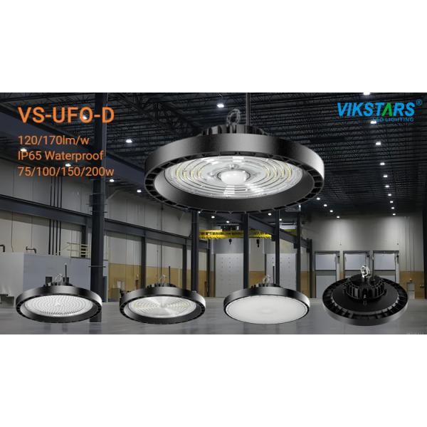 Motion Sensor UFO High Bay Light 75w With Black Aluminum Housing Case IP65