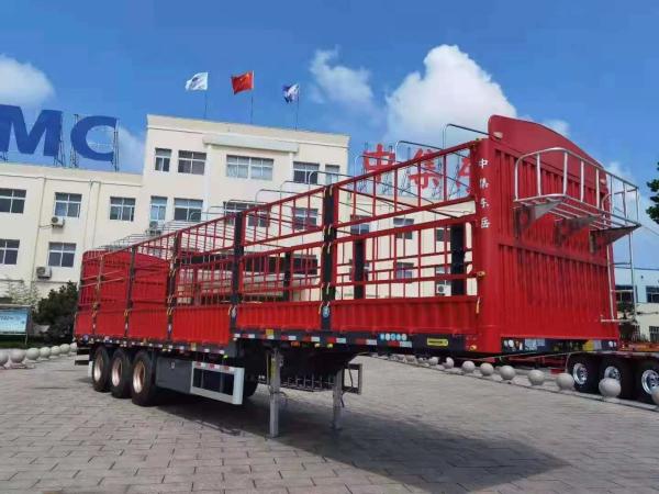 CIMC iron material 3 axles 40-80 Tons Capacity Stake Type Heavy cargo van type High Fence Warehouse Semi truck trailer