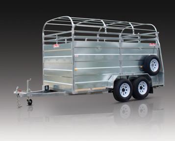 Double Axle Steel Cattle Crate Trailer / Stock Crate Trailer With Hydraulic Brake