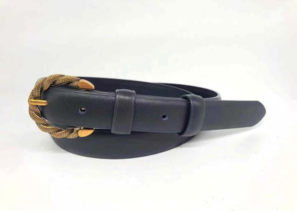 Black 2.5cm Women's Fashion Leather Belts Metal Pin Buckle