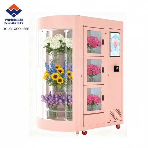 Automatic Flower Vending Machine with 12mm Thick Insulation R134a Refrigerant and Multi-Lingual Software UI