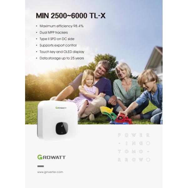 Single Phase Growatt MIN 5000 TL-X Solar Panel Inverter with 50Hz Output Frequency
