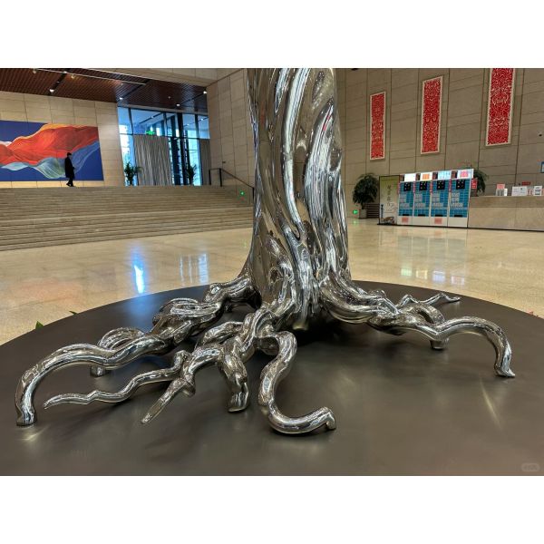Luminous Fiberglass Geometric Tree Sculpture-Modern LED Lifelike Interior Art for Hotel Lobby & Commercial Spaces