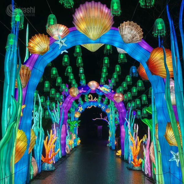 Custom Under‑Sea World Lantern Tunnel Arch, Large LED Marine Theme Light Sculpture for Festival Attraction