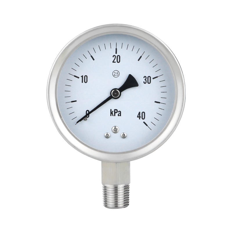 High Precision 2.5% 0-100kpa Industrial Air Micro Pressure Gauge with M20*1.5 Thread