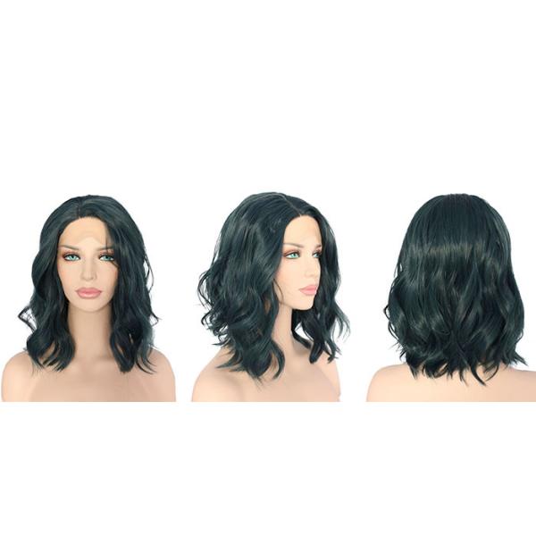 Black Short Natural Wave Synthetic Cosplay Wigs For Lady Heat Resistant 150g - 250g