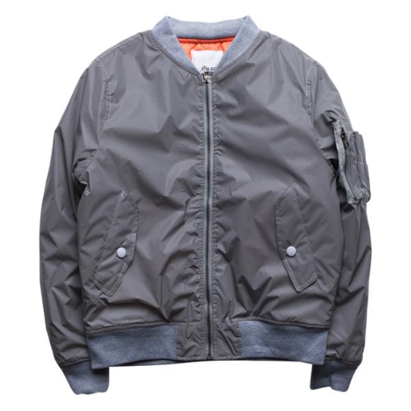 Male Vintage Ma1 Bomber Jacket With Crew Neck Collar Single Breasted