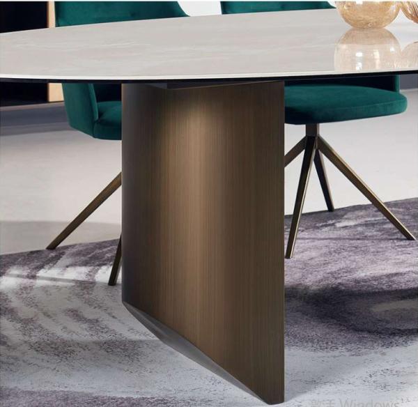Modern Luxury Dining Table Set Stainless Steel with Stone Top Non-Adjustable for Bar Villa Dining Room Furniture