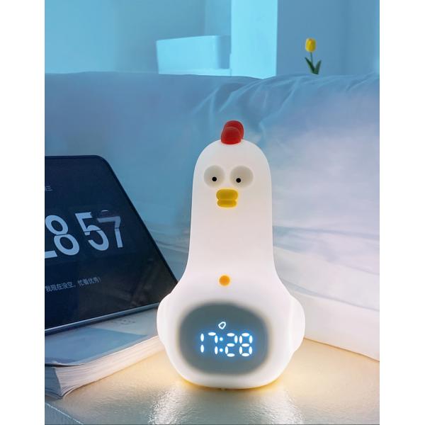 Relógio de alarme de frango Kung Fu para crianças com luz noturna e recursos inteligentes