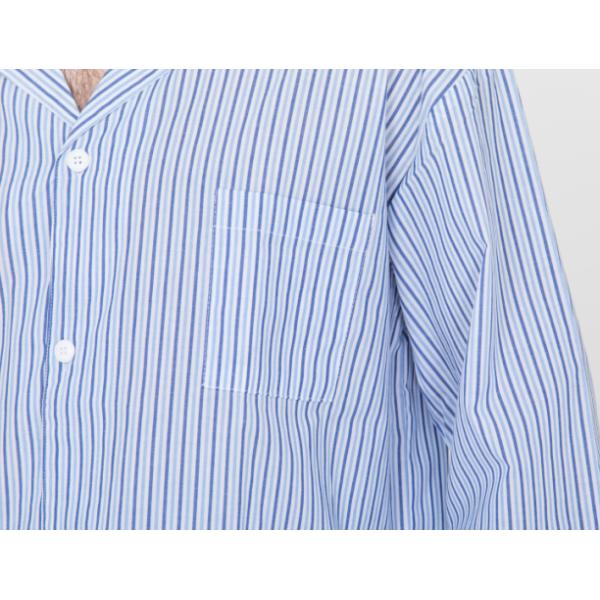 Blue Striped Style Mens Luxury Sleepwear / Mens Long Sleeve Pjs Fashion Design