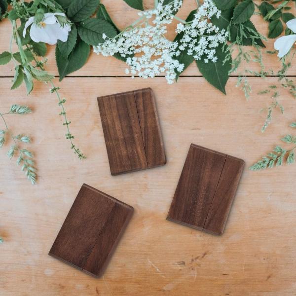 Customized Wooden Engagement Ring Box Small Slim Flat Ring Case for Proposal,Wedding