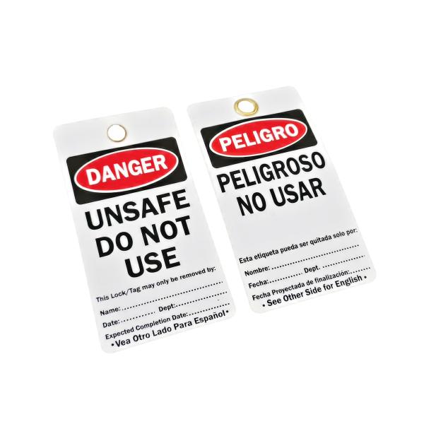 Etiqueta de plástico de PVC personalizada Bloqueo de seguridad Tagout Etiquetas de peligro Ambos tamaños Opciones de idioma Cerradura de puerta