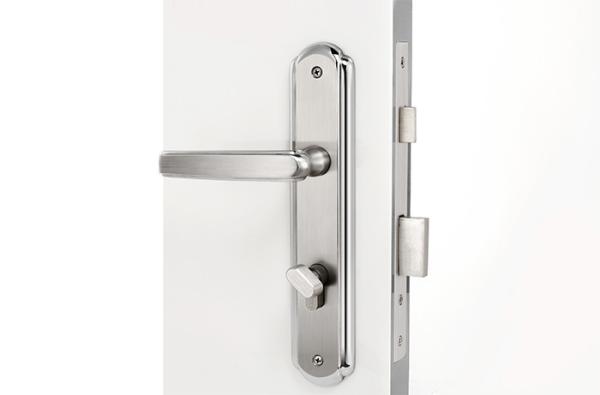 Set de fechadura de porta de aço inoxidável de cetim com alça de alavanca de 116 × 55 mm