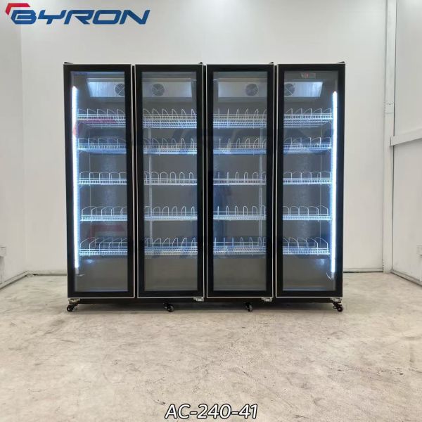 Upright 3 Door Beverage Fridge Beverage Cooler Refrigerator