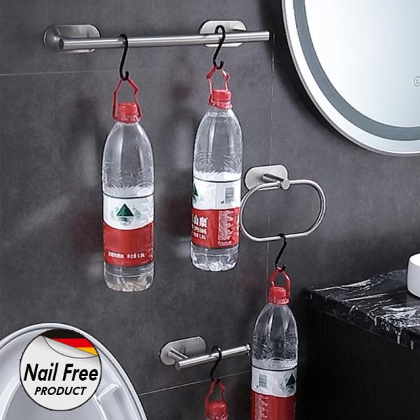 Brushed Nickel Wall Mounted Bathroom Shelf Set Self Adhesive Type ODM