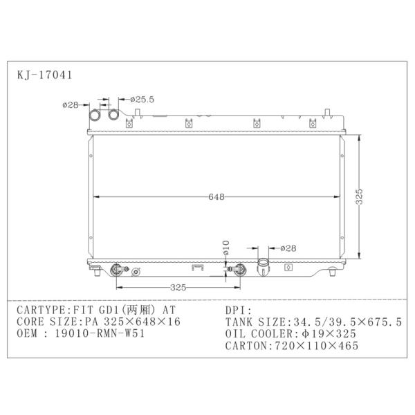 High Performance Auto Radiator For Honda FIT GD1 With OEM 19010 - RMN - W51