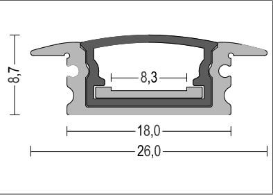 Profil Aluminium 2m length W18mm*H8.7mm Waterproof LED Channel for Decoration light
