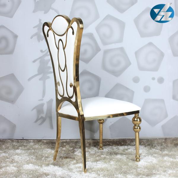 55X60X110 SS Upholstered Dining Chair Gold Plated Hotel Wedding Event Chairs