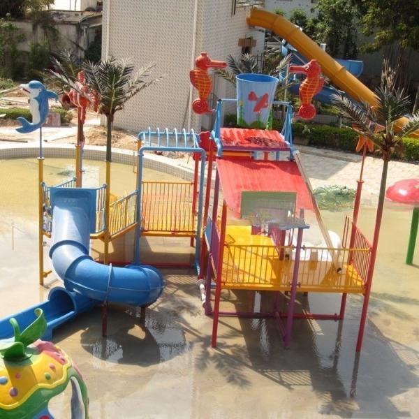 Safety Small Scale Children Outdoor Water Playground With Fiberglass Water Slide