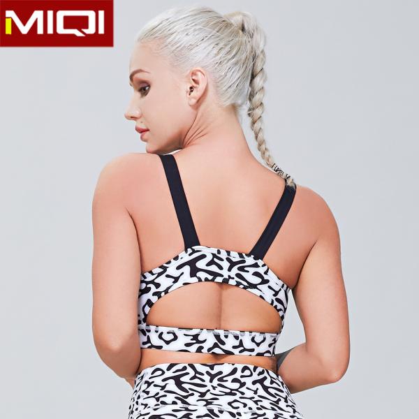 Sublimation Training Polyester Spandex Fleur Texture Printed Yoga Sports Bra