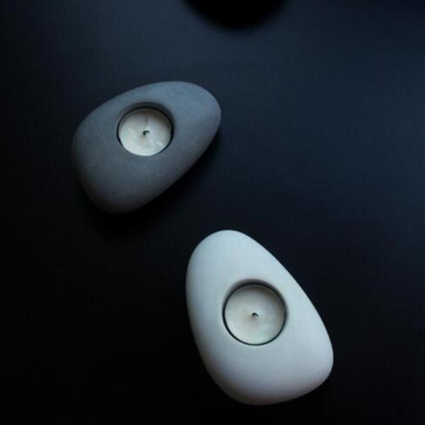 Stone Shape Fragrance Ceramic Candle Holders For Wedding Decoration Elegant Design